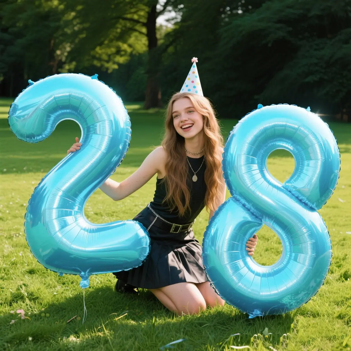Kelfuoya Light Blue Number 8 Balloon 40 Inch | Mylar Foil Jumbo Helium Balloon for Parties - view 4