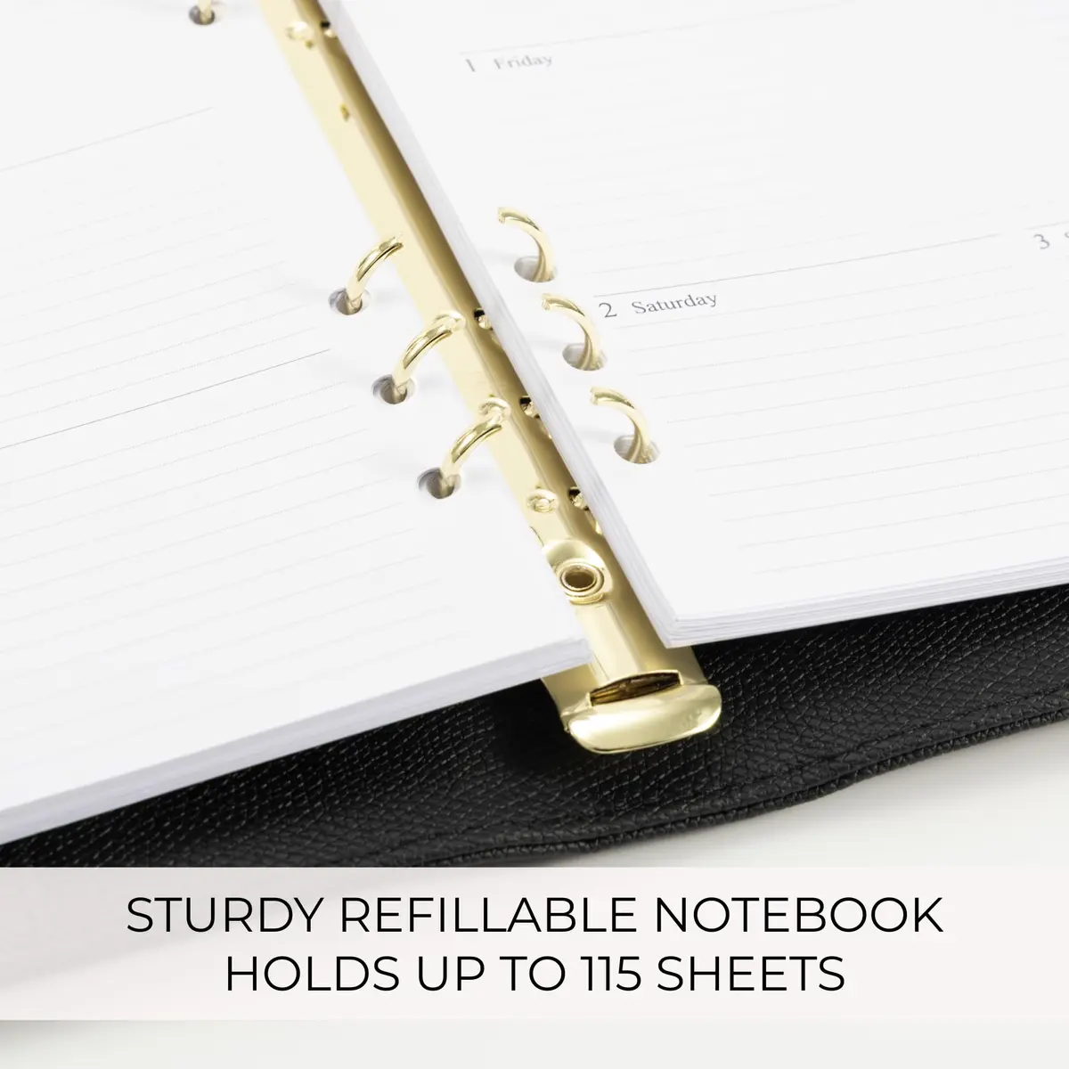ZICOTO Aesthetic A5 Binder with 6 Golden Rings | Refillable Organizer for Notes & Cards - view 6