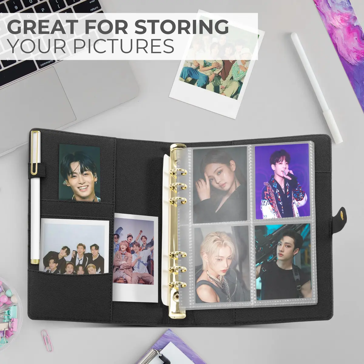 ZICOTO Aesthetic A5 Binder with 6 Golden Rings | Refillable Organizer for Notes & Cards - view 7