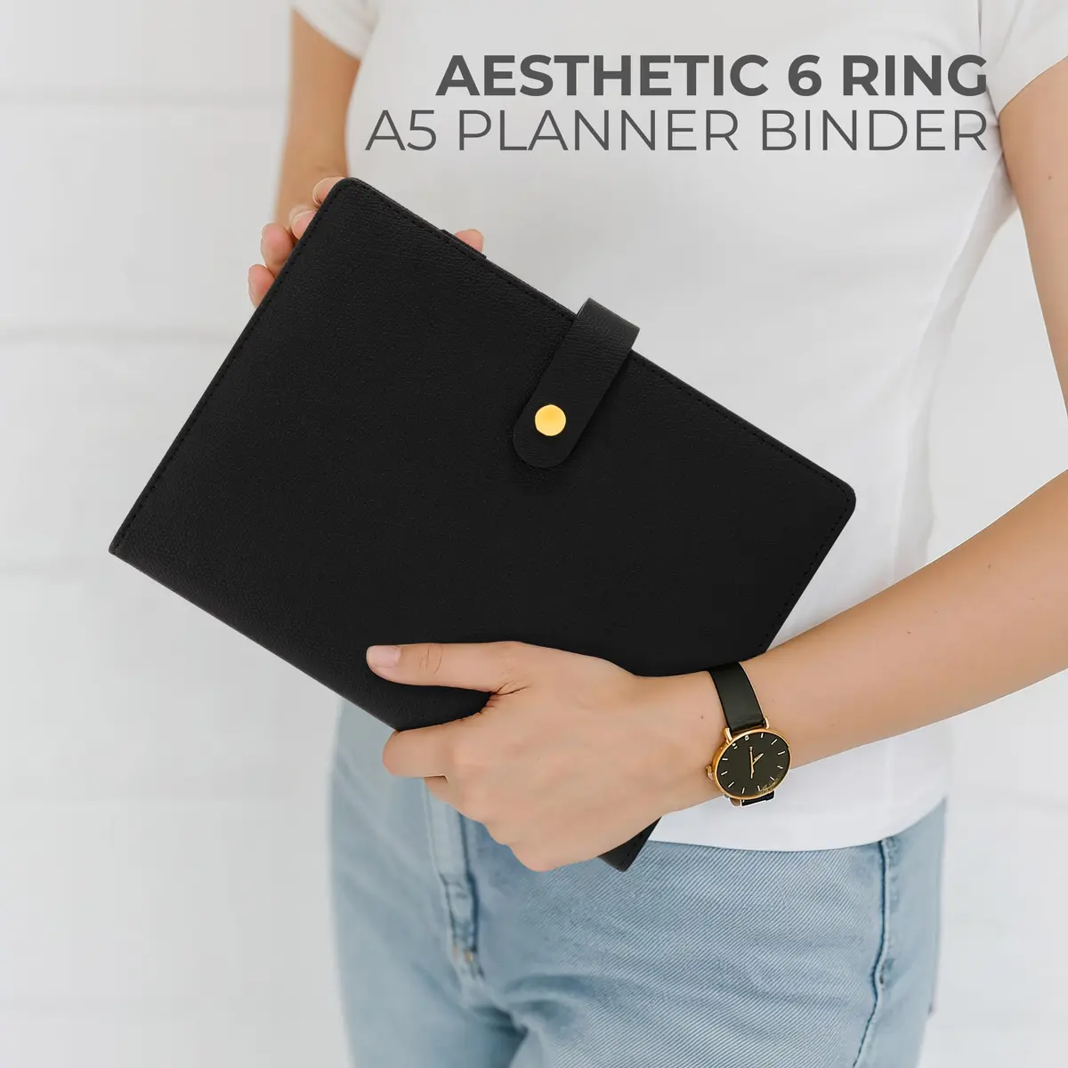 ZICOTO Aesthetic A5 Binder with 6 Golden Rings | Refillable Organizer for Notes & Cards - view 3