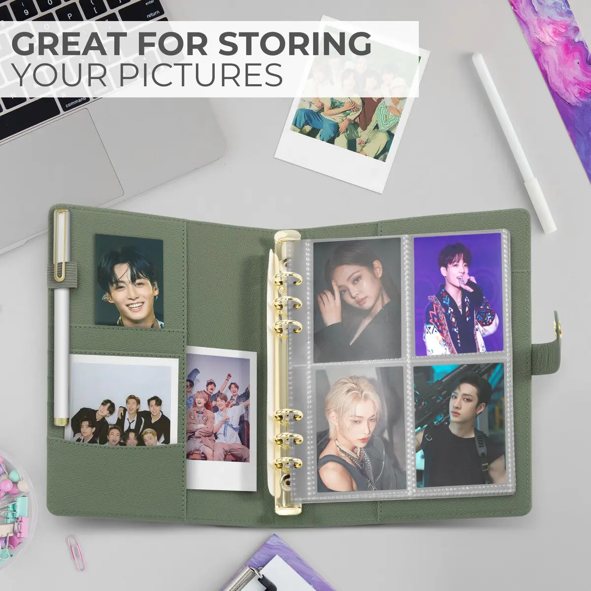 ZICOTO A5 Ring Binder with 6 Golden Rings | Refillable Organizer with Pockets (70-120 chars) - view 7