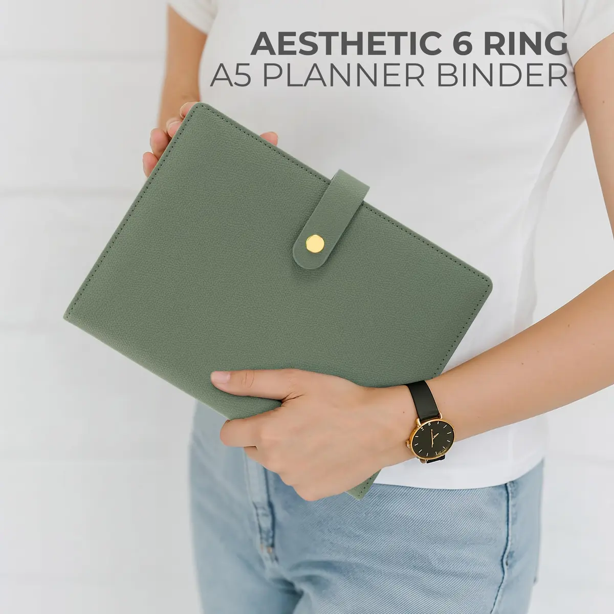 ZICOTO A5 Ring Binder with 6 Golden Rings | Refillable Organizer with Pockets (70-120 chars) - view 3