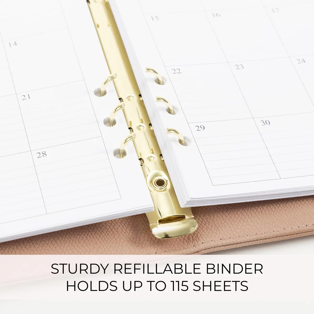 ZICOTO Aesthetic A5 Binder with 6 Golden Rings | Refillable Organizer with Pockets (70-120 chars) - view 6