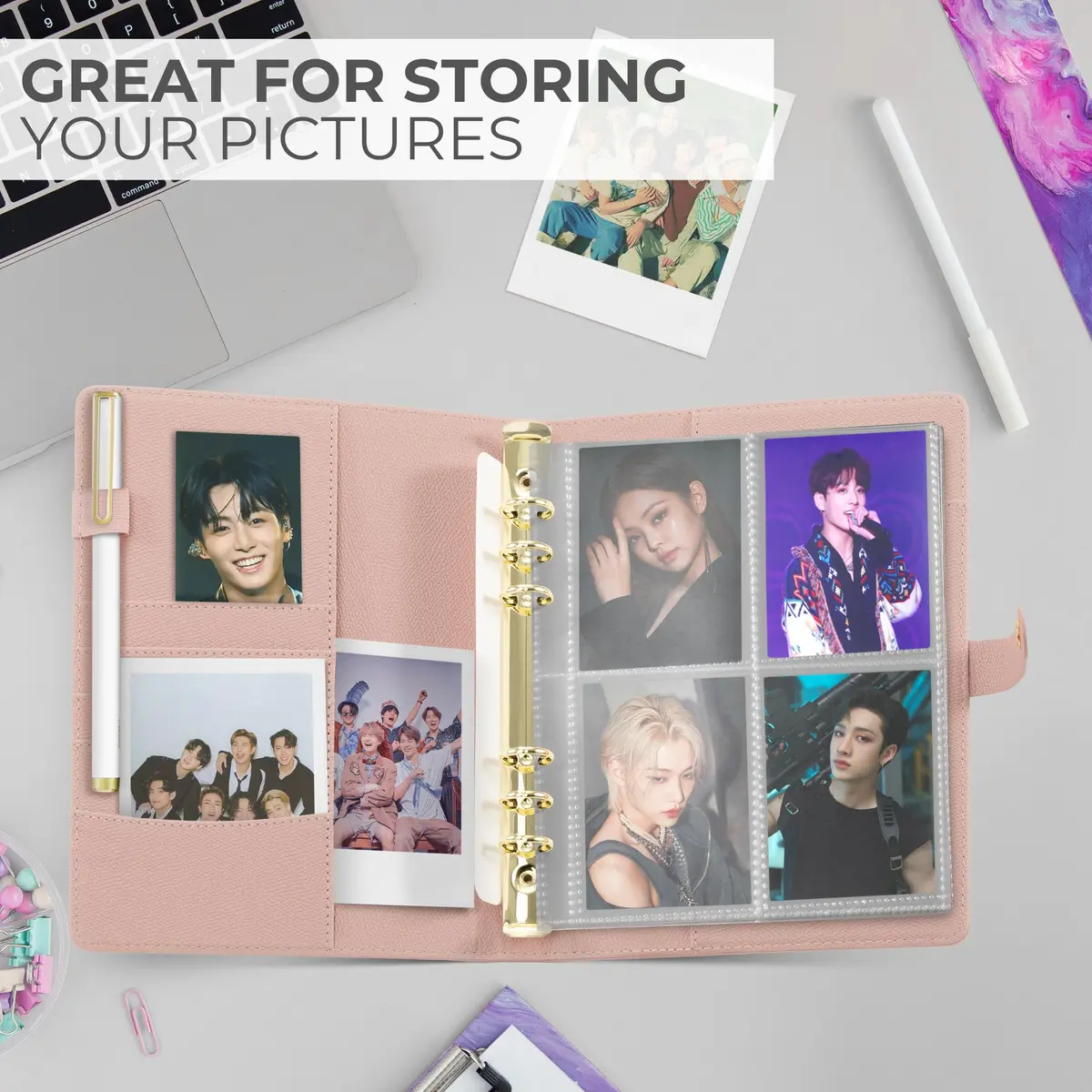 ZICOTO Aesthetic A5 Binder with 6 Golden Rings | Refillable Organizer with Pockets (70-120 chars) - view 7