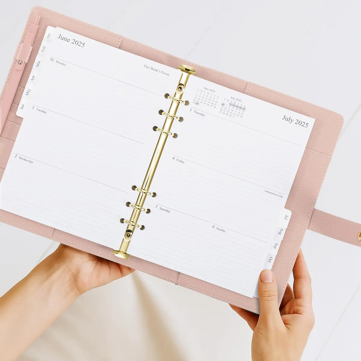 ZICOTO Aesthetic A5 Binder with 6 Golden Rings | Refillable Organizer with Pockets (70-120 chars) - view 2