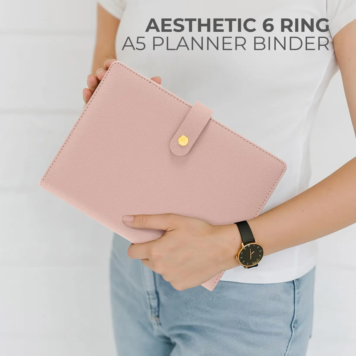 ZICOTO Aesthetic A5 Binder with 6 Golden Rings | Refillable Organizer with Pockets (70-120 chars) - view 3