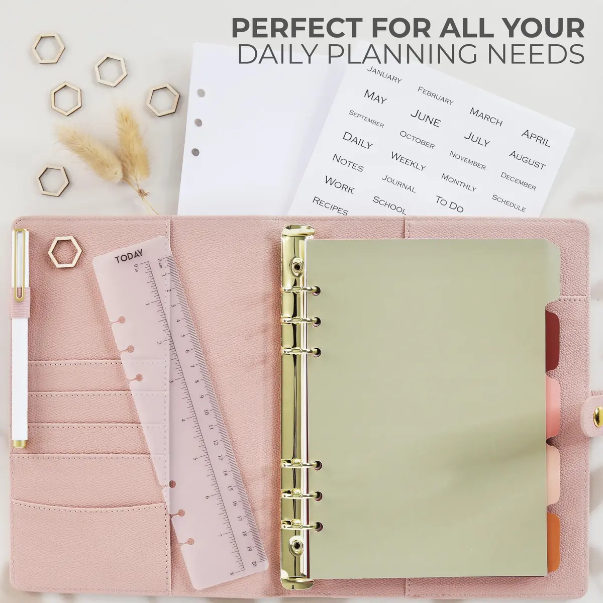 ZICOTO Aesthetic A5 Binder with 6 Golden Rings | Refillable Organizer with Pockets (70-120 chars) - view 4