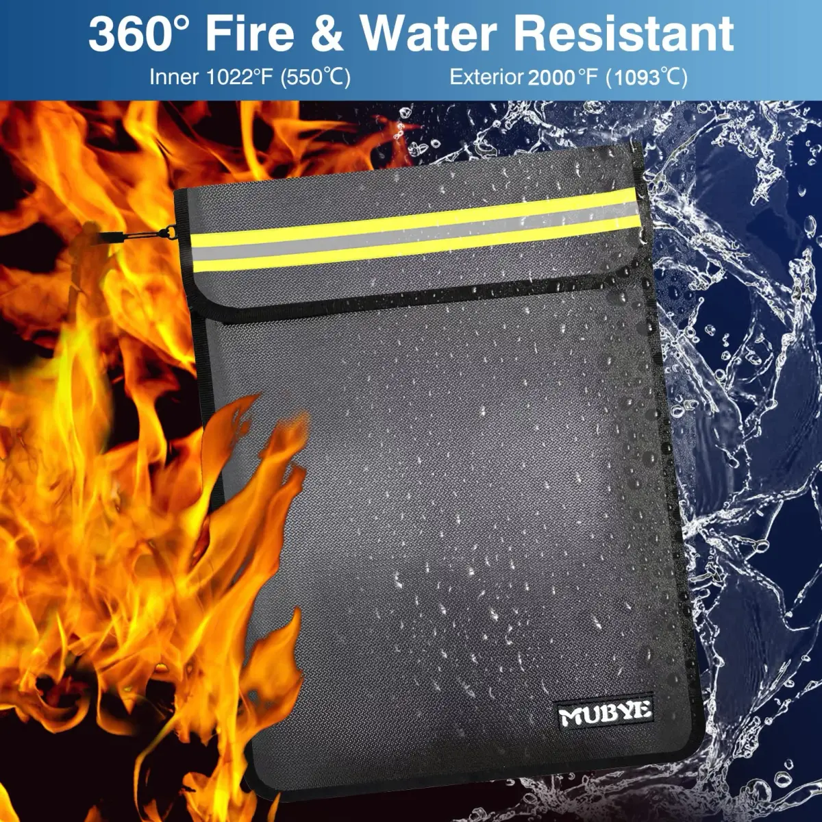 MUBYE Fireproof Waterproof Document Bag 2 Pack 15"x 11" | Protects Valuables from Fire and Water - view 4