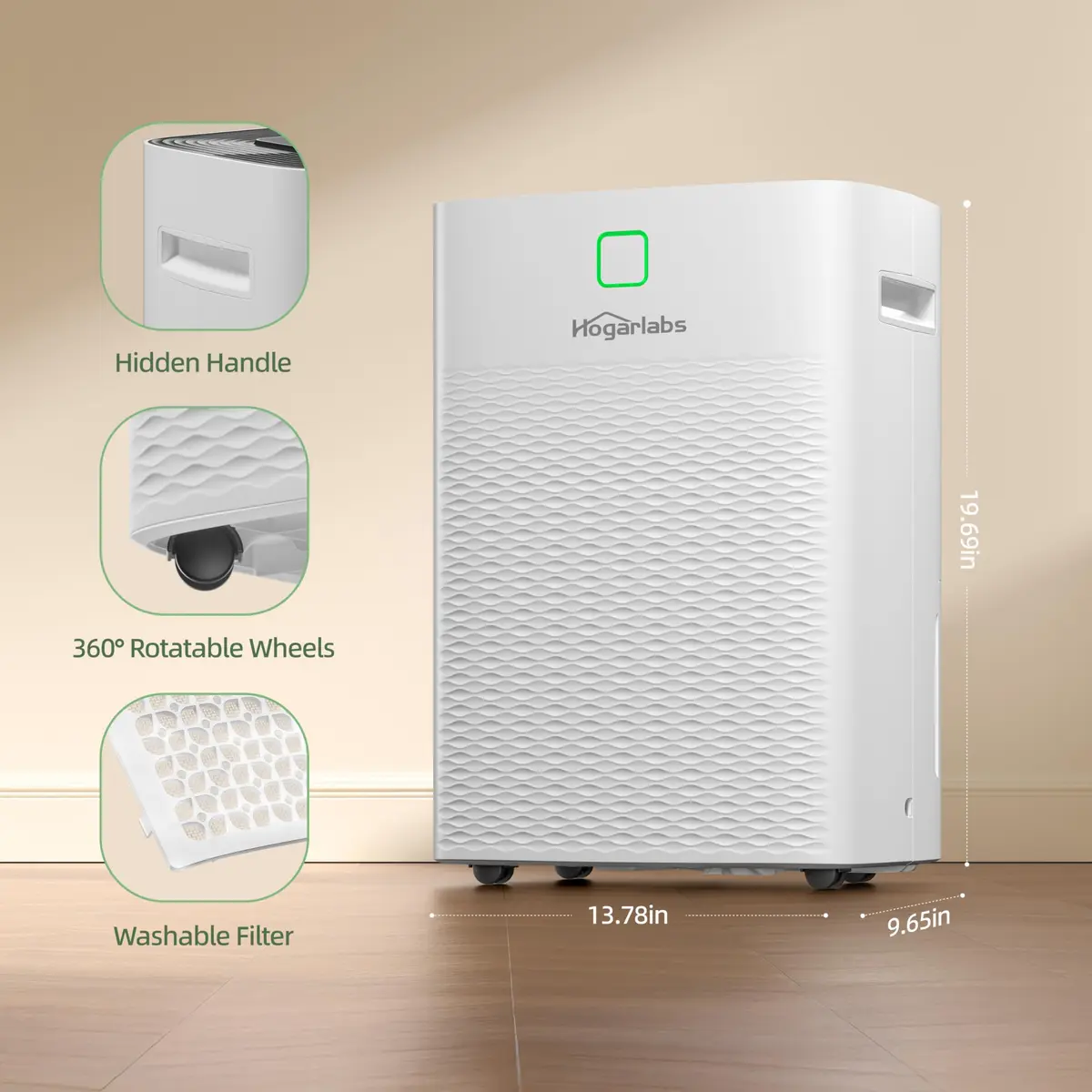 HOGARLABS 100 Pint Dehumidifier for Basement & Bedroom | Covers 6000 Sq.Ft, Auto Humidity Control, Quiet Home & Garage Use - view 8