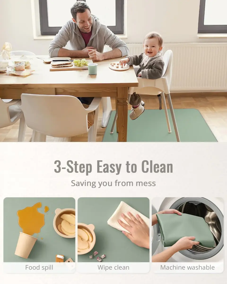 Blissful Diary Baby Splat Mat 128cm x 128cm (50.4 x 50.4 Inch) | Waterproof Floor Protector for High Chairs & Playtime - view 5