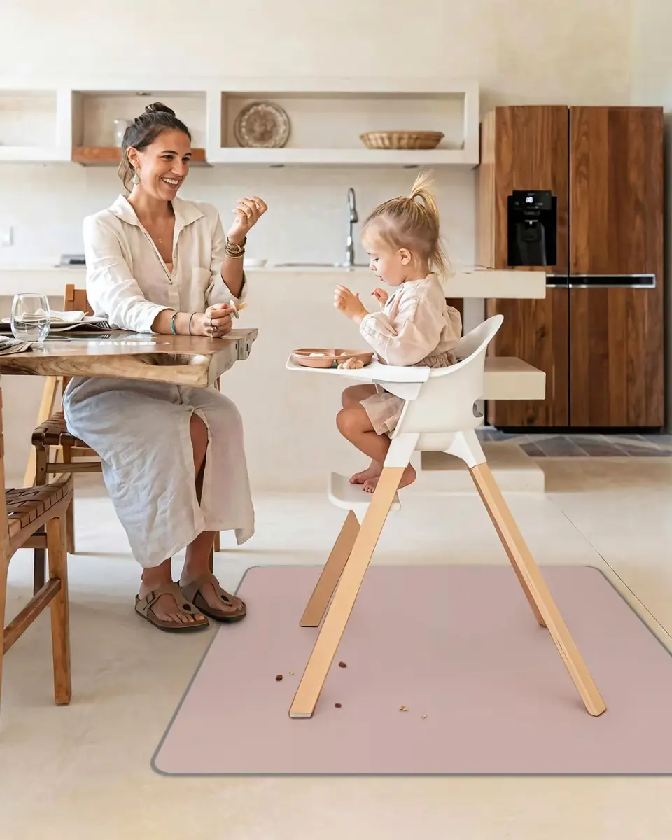 Blissful Diary Baby Splat Mat Blush Pink 128cm x 128cm (50.4 x 50.4 Inch) | Wipeable & Waterproof Floor Protector - view 4