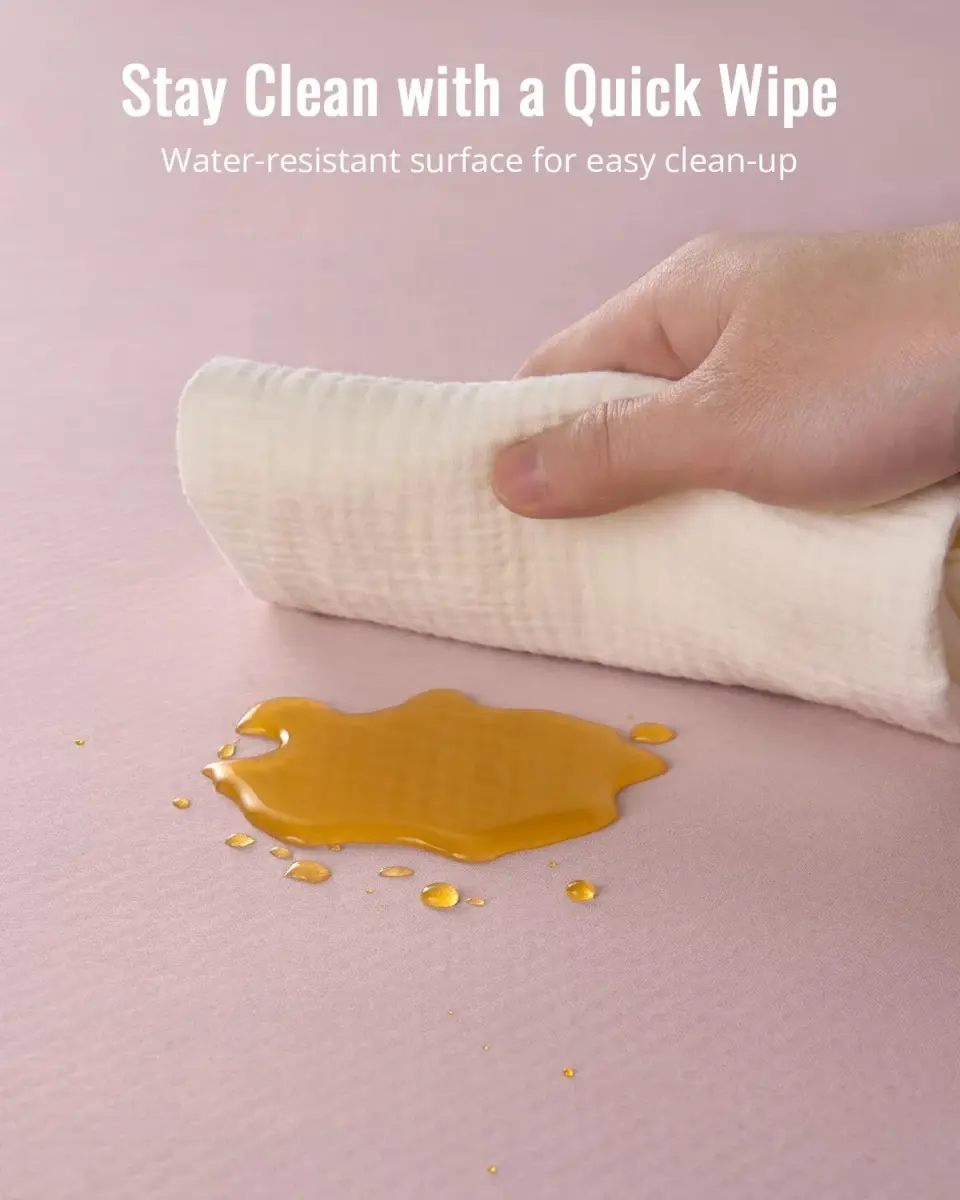Blissful Diary Baby Splat Mat Blush Pink 128cm x 128cm (50.4 x 50.4 Inch) | Wipeable & Waterproof Floor Protector - view 6
