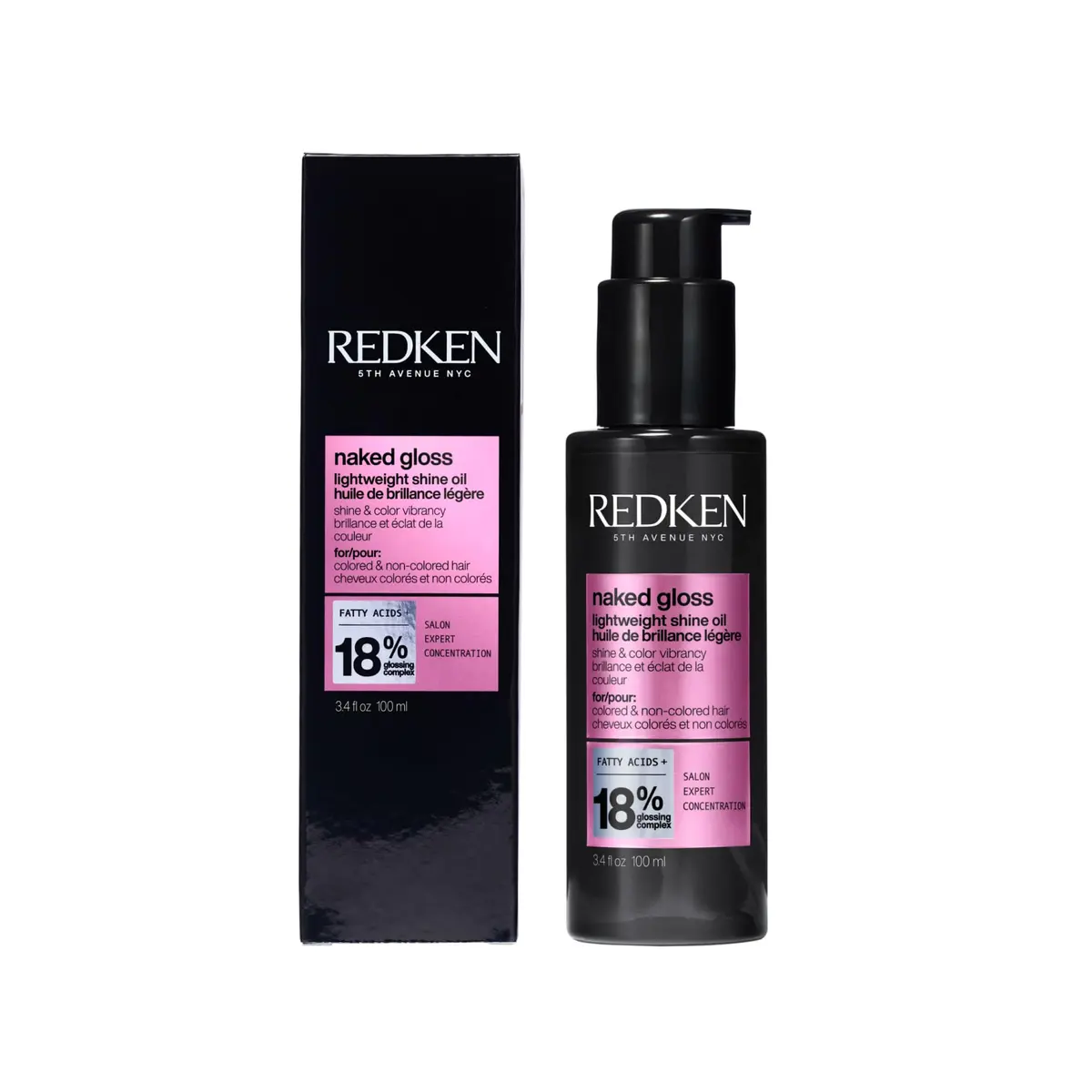 Redken Naked Gloss Lightweight Shine Hair Oil 100ml (3.4 Fl Oz) | Professional Shine & Heat Protection - main product image