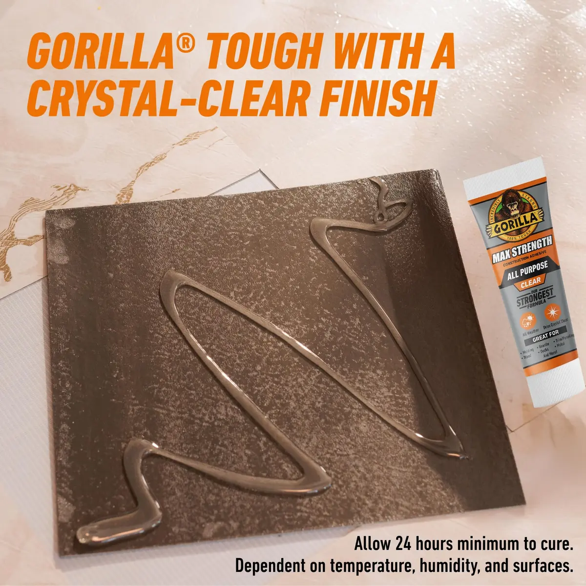 Gorilla Max Strength Clear Construction Adhesive 207ml (7 oz) | Bonds Wood, Metal, Tile, Stone, Glass, Mirror, Concrete - view 5