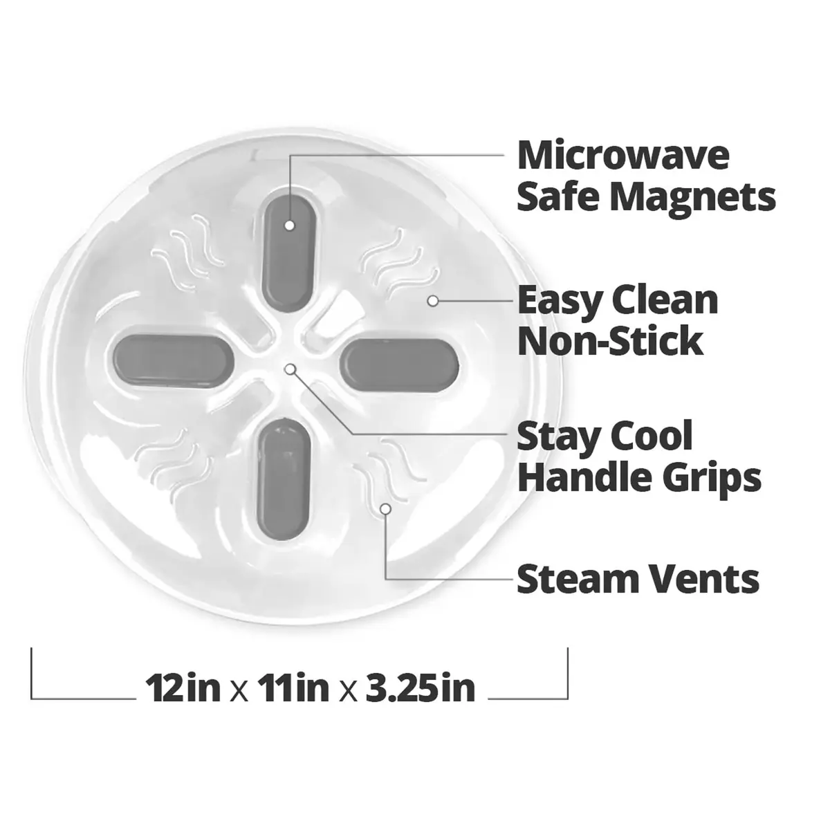 HOVER COVER Magnetic Microwave Splatter Cover for Food - 12" Heather Gray | BPA-Free, Vented, Space-Saving - view 6
