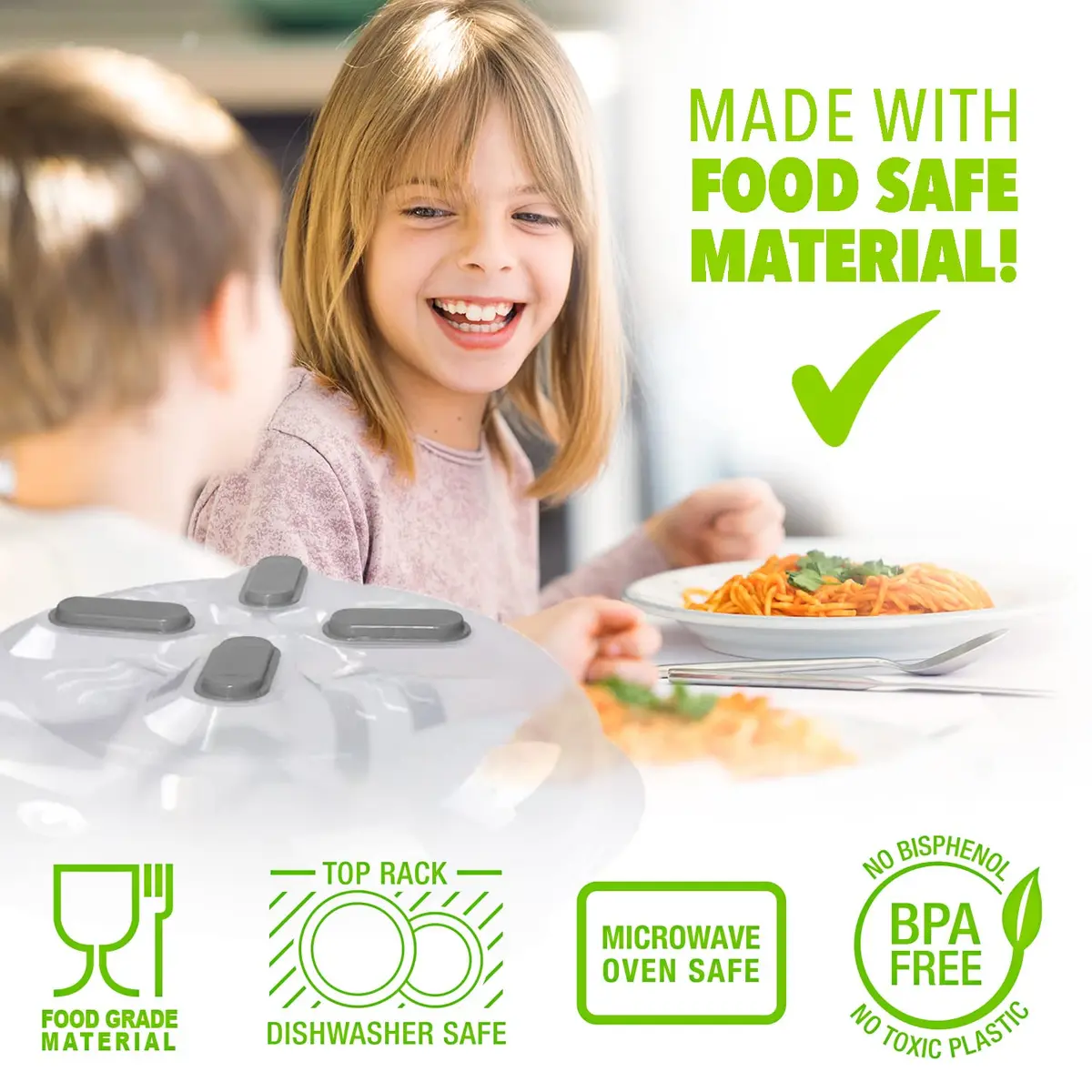 HOVER COVER Magnetic Microwave Splatter Cover for Food - 12" Heather Gray | BPA-Free, Vented, Space-Saving - view 4