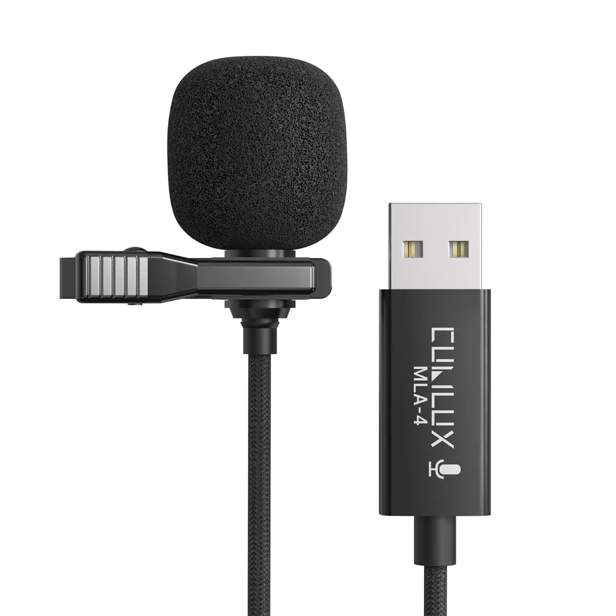 Cubilux USB Lavalier Microphone for Laptop, Plug-and-Play Unidirectional Clip-On Lapel MIC for PC, Zoom, Recording - 1.2m (4 Feet) - main product image