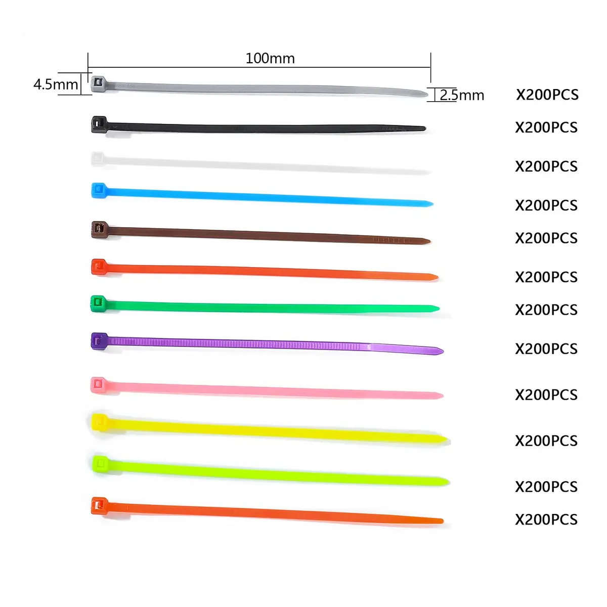 HexinYigjly 2400 Pcs 4 Inch Multicolor Nylon Zip Ties | UV & Heat Resistant for Home, Office, Garden - view 2