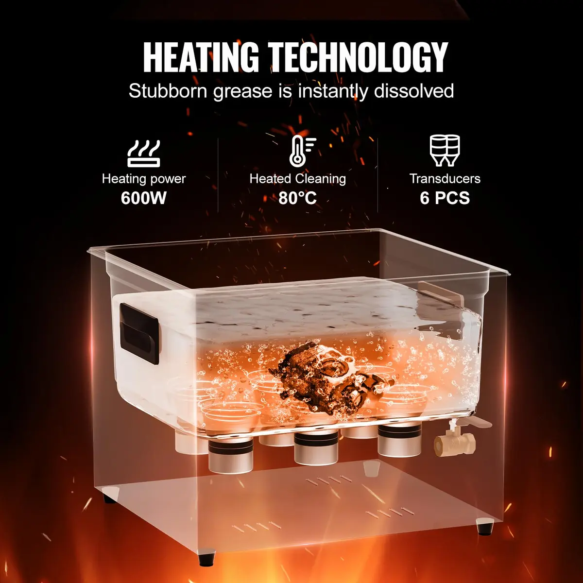 VEVOR 15L Ultrasonic Cleaner 360W Digital Ultrasonic Cleaning Machine with Heater & Degassing Mode | 40kHz Industrial Ultrasound Cleaner for Jewelry, Tools, Labware - view 3