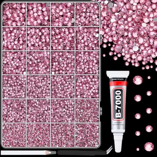 TINKRSTUFF Dark Pink Resin Rhinestones 25000pcs Mixed Sizes | Craft Bead for DIY Decor - main product image