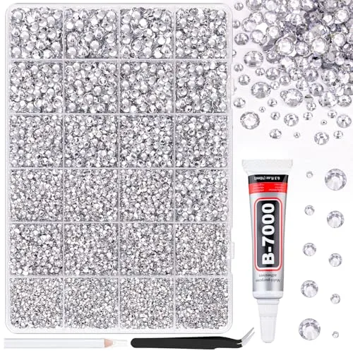TINKRSTUFF Clear Resin Rhinestones for Crafting with Glue, 25000Pcs Mixed Sizes | Bedazzling Crystal for DIY Decor - main product image
