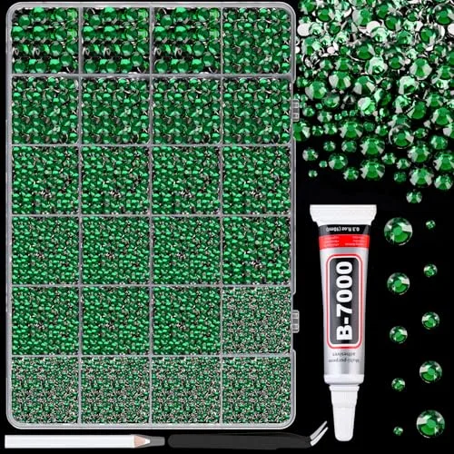 TINKRSTUFF Emerald Green 25000Pcs Resin Rhinestones Mixed Sizes | Craft Bead for DIY Decor - main product image
