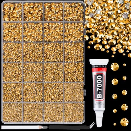 TINKRSTUFF Gold 25000pcs Resin Rhinestones with Glue & Tools | Mixed Size Flatback Gems for Crafts - main product image
