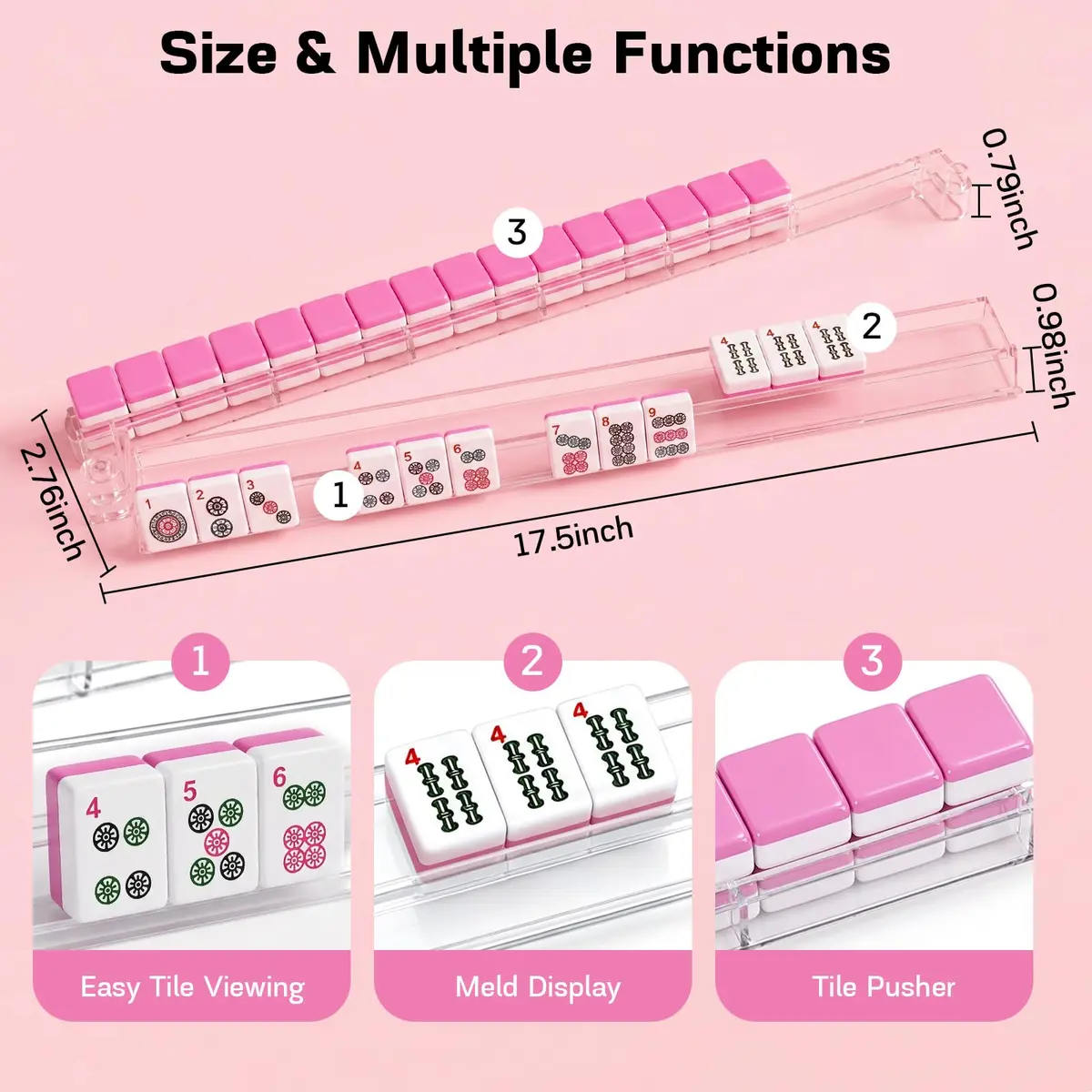 CAYOULR Clear Acrylic Mahjong Racks with Pushers Set of 4 | ASTM-Tested for Home Use - view 4