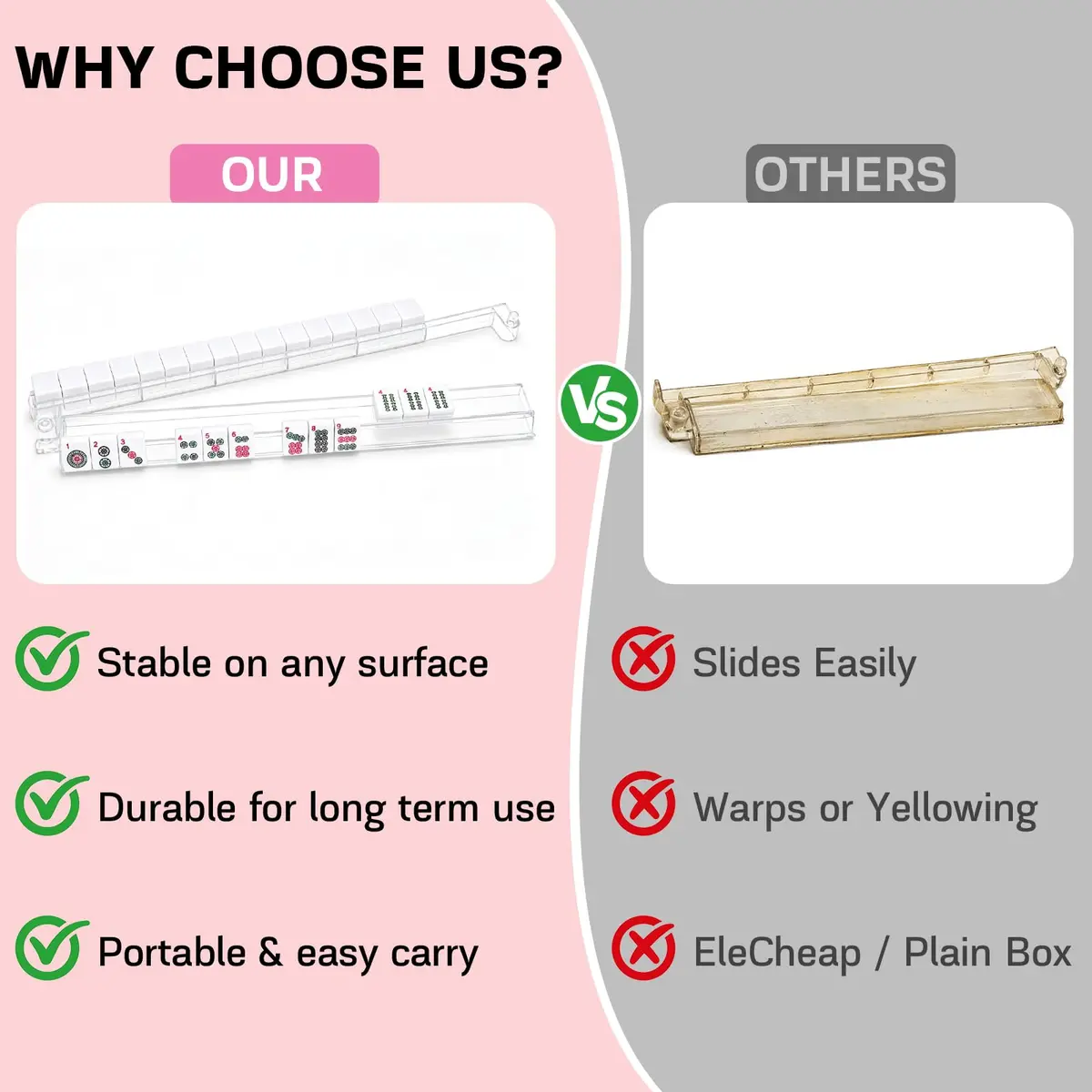 CAYOULR Clear Acrylic Mahjong Racks with Pushers Set of 4 | ASTM-Tested for Home Use - view 6
