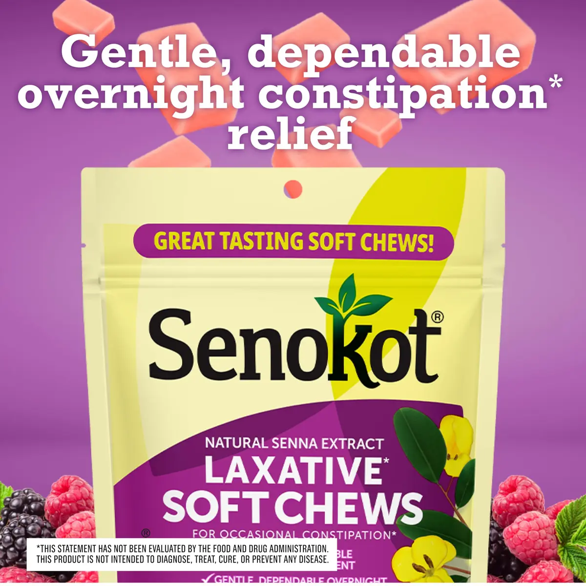 Senokot Laxative Soft Chews, Mixed Berry 42 Chews | Gentle Overnight Relief for Occasional Constipation - view 5