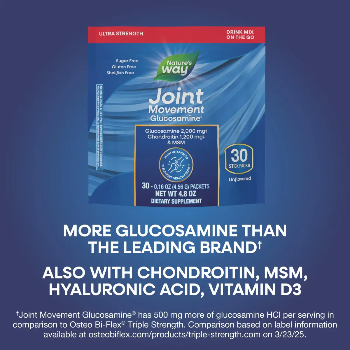 Nature's Way Joint Movement Glucosamine Drink Mix 30 ct | Ultra-Strength Formula with MSM, Hyaluronic Acid, and Vitamin D3 for Bone Support and Muscle Function* - view 3