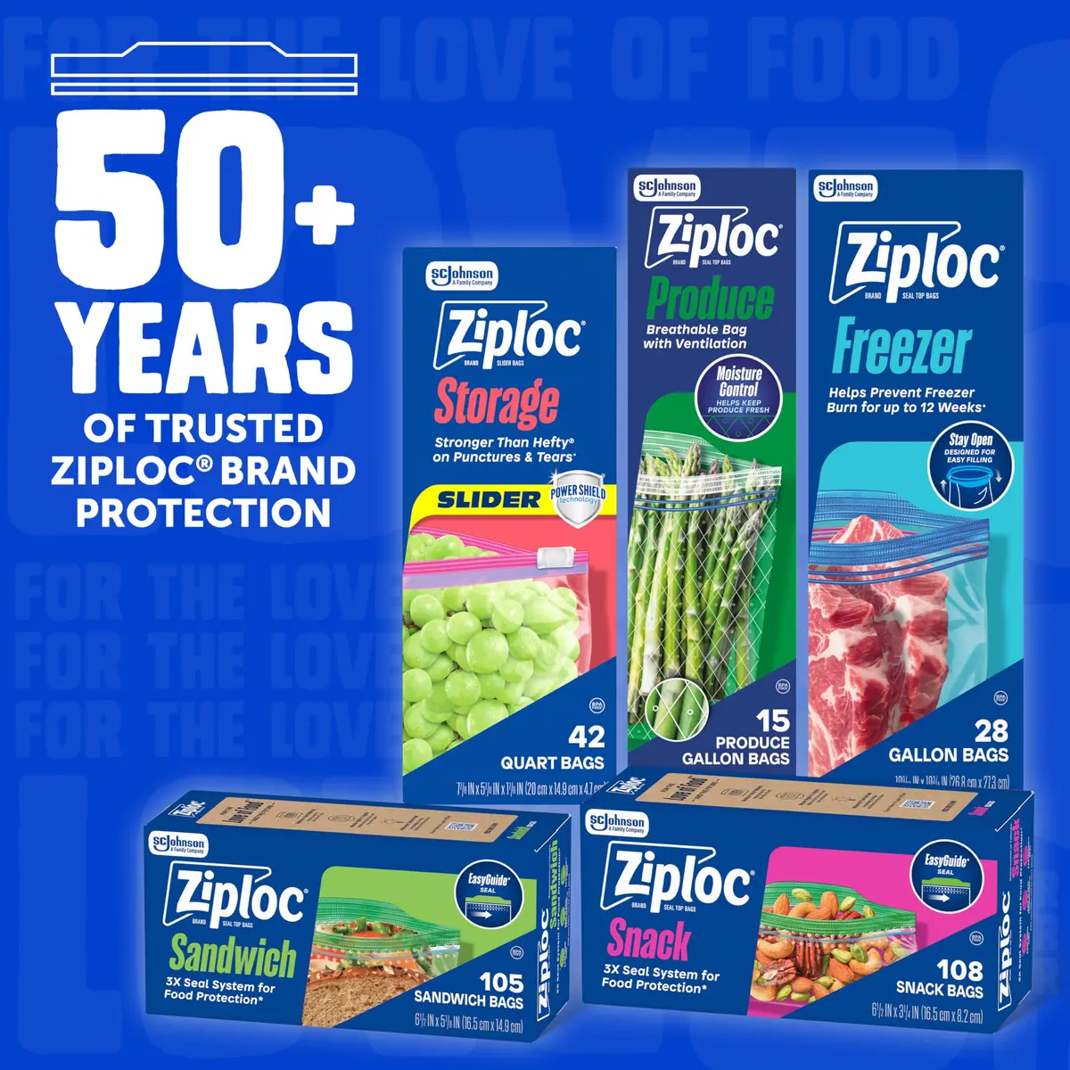 Ziploc Gallon and Quart Freezer Storage Bags, Stay Open Design, Easy to Fill, 126 Count (66 Gallon + 60 Quart) - view 7