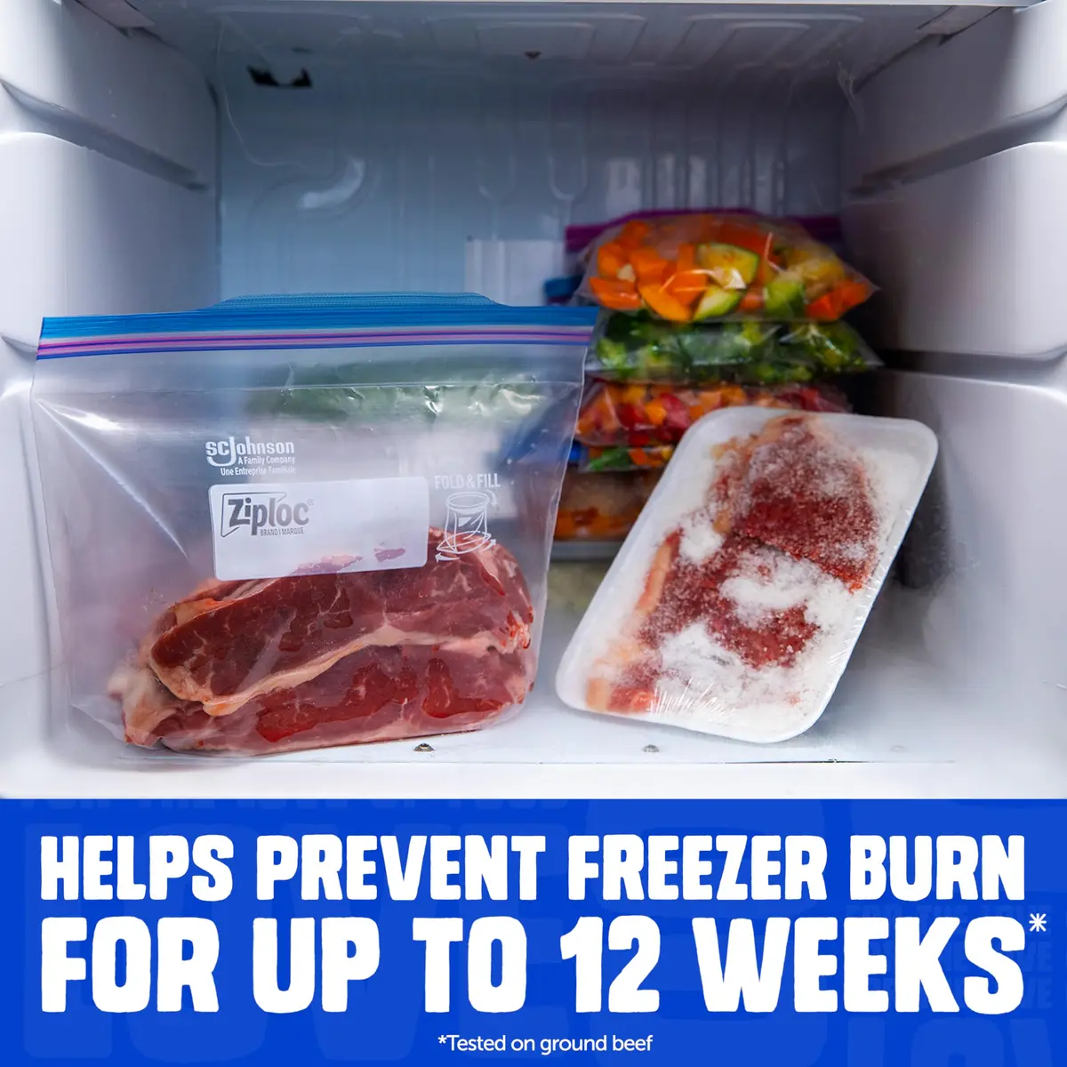 Ziploc Gallon and Quart Freezer Storage Bags, Stay Open Design, Easy to Fill, 126 Count (66 Gallon + 60 Quart) - view 2