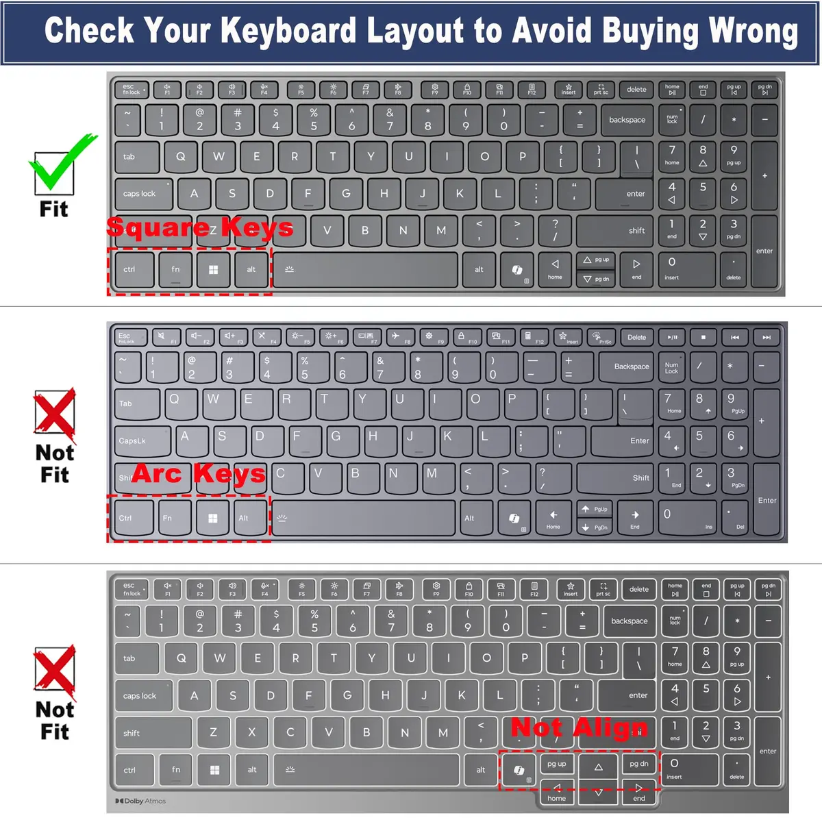 MUBUY-GOL Black Keyboard Cover for Lenovo IdeaPad Slim 3/5 15.3" 16" (Gen 11/10) | Fits Backlit Keyboards - view 2