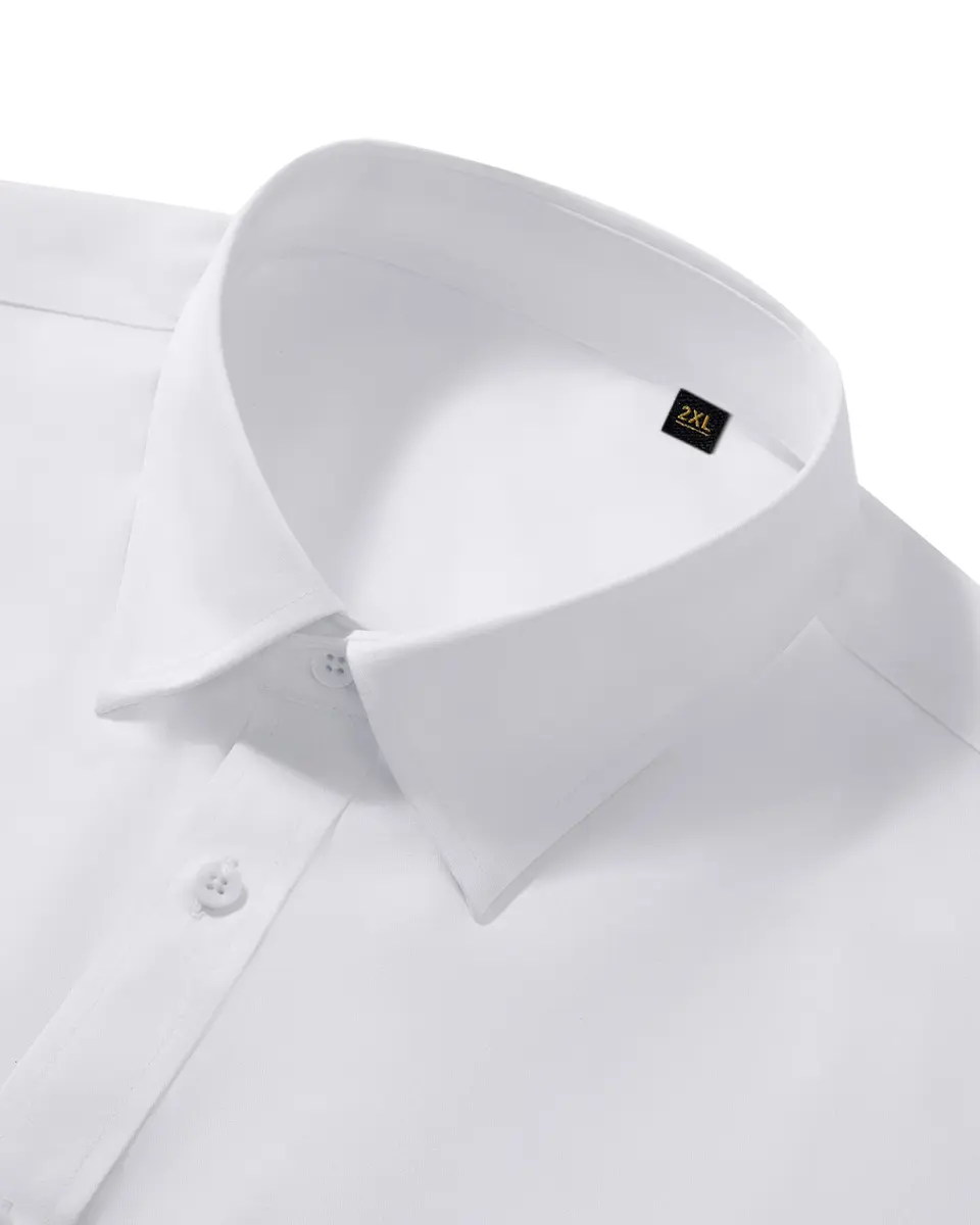 Lusead White Button Down Shirt Men Long Sleeve Slim Fit Wrinkle Free Formal - view 3