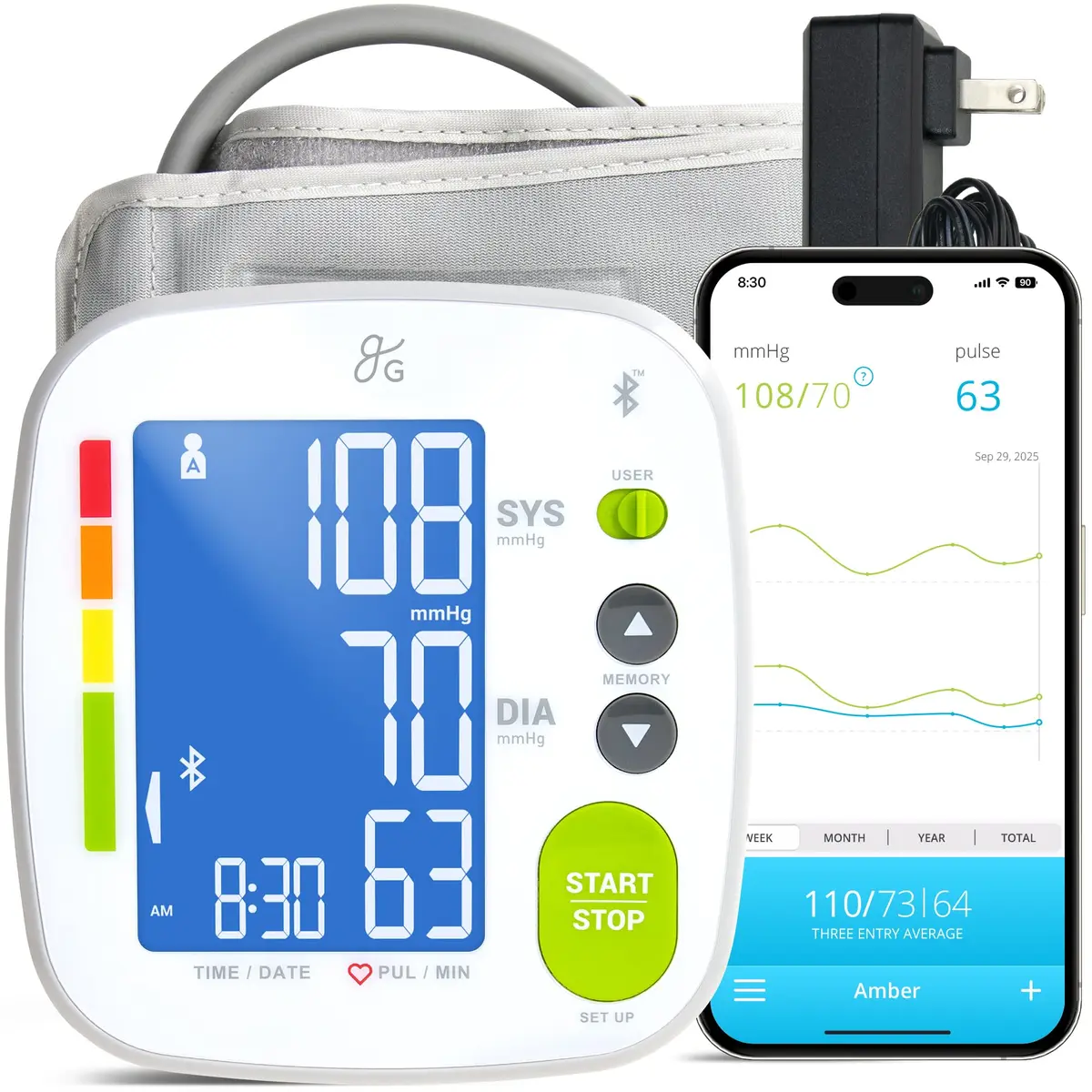 Greater Goods Bluetooth Blood Pressure Monitor with Extra-Large Cuff (40-52 cm / 15.7"-20.5") | Automatic Digital Upper Arm BP Monitor for Large Arms - main product image