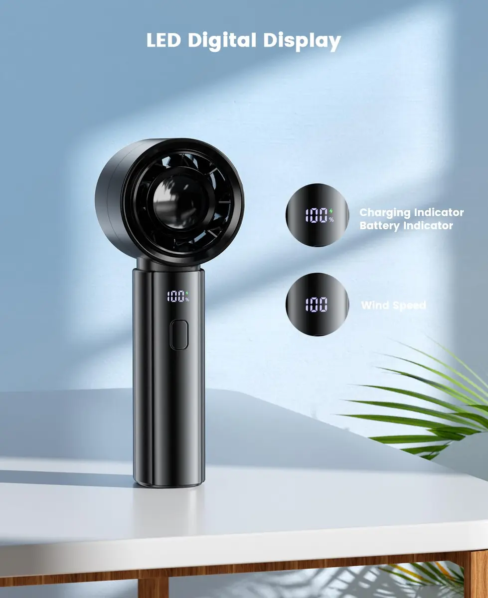 coldSky Portable Handheld Turbo Fan, 4000mAh Rechargeable, 5 Speeds, Digital Display, Small Cooling Fan for Women Outdoor Travel - view 5