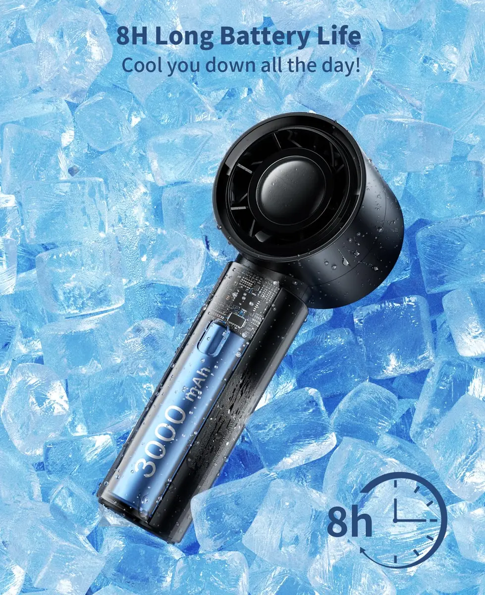 coldSky Portable Handheld Turbo Fan, 4000mAh Rechargeable, 5 Speeds, Digital Display, Small Cooling Fan for Women Outdoor Travel - view 7