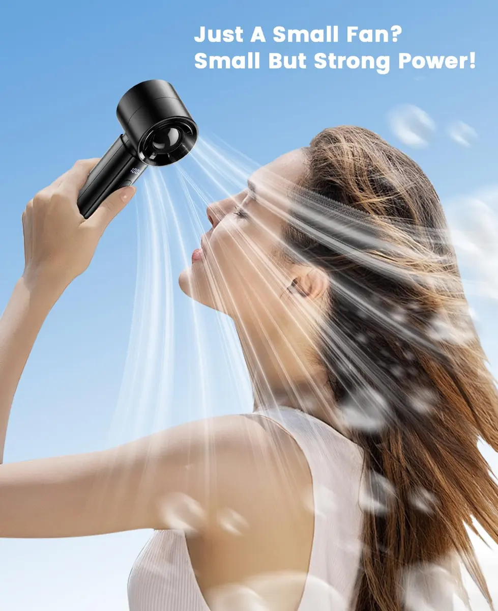 coldSky Portable Handheld Turbo Fan, 4000mAh Rechargeable, 5 Speeds, Digital Display, Small Cooling Fan for Women Outdoor Travel - view 2