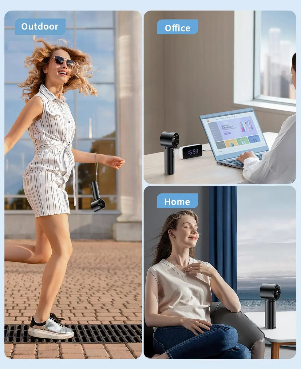 coldSky Portable Handheld Turbo Fan, 4000mAh Rechargeable, 5 Speeds, Digital Display, Small Cooling Fan for Women Outdoor Travel - view 4