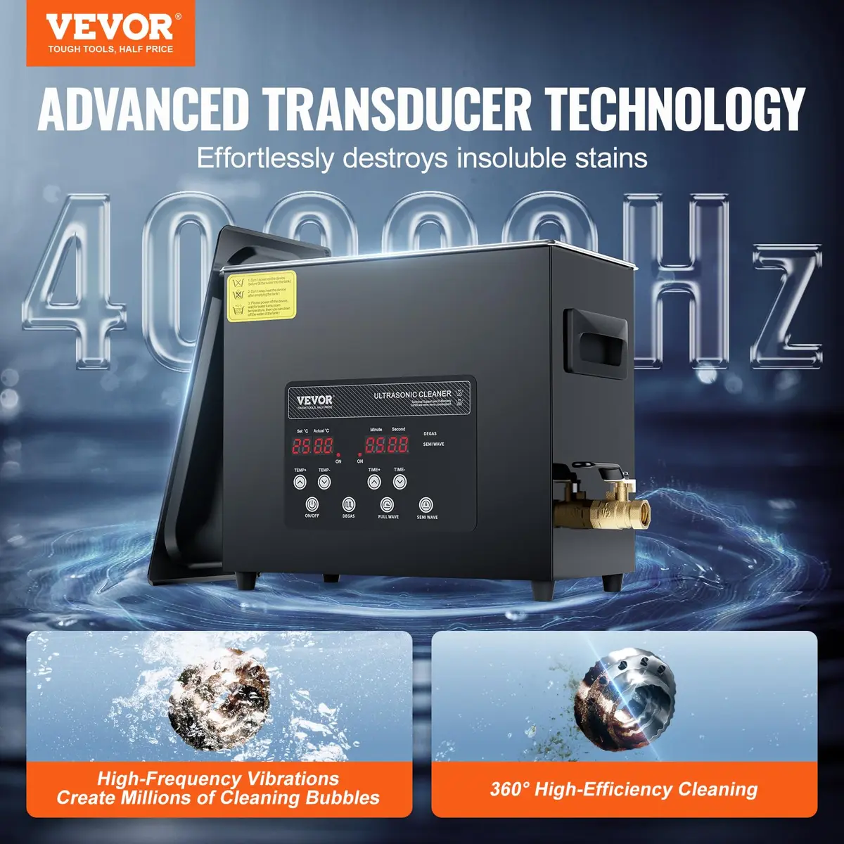 VEVOR 6L Ultrasonic Cleaner 27.2 L (6 L) | Industrial Ultrasound Cleaner with Heater & Timer - view 2