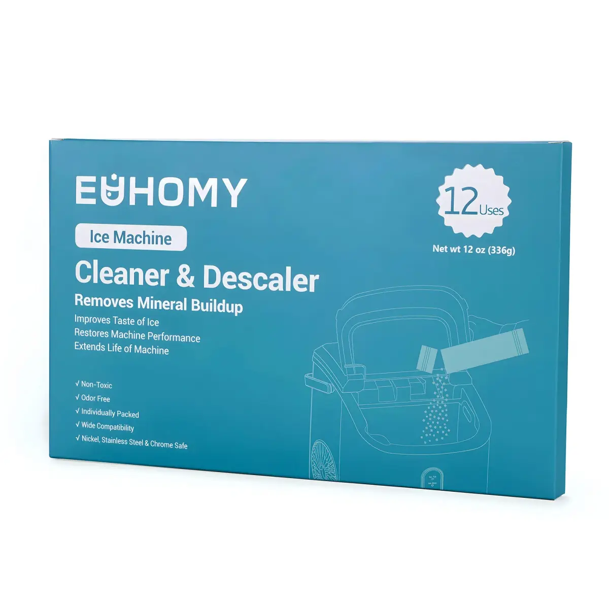 EUHOMY Ice Maker Cleaner & Descaler 12 Uses | 340g (12 oz) Pack | Organic Citric Acid Formula - view 8