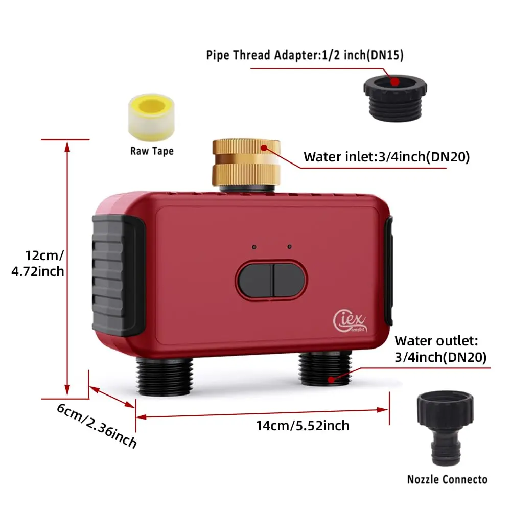 GIEXSMART GX-03ZG Zigbee 2-Zone Sprinkler Timer 5.52x2.36x4.72 inches | Smart Irrigation Controller for Gardens - view 7