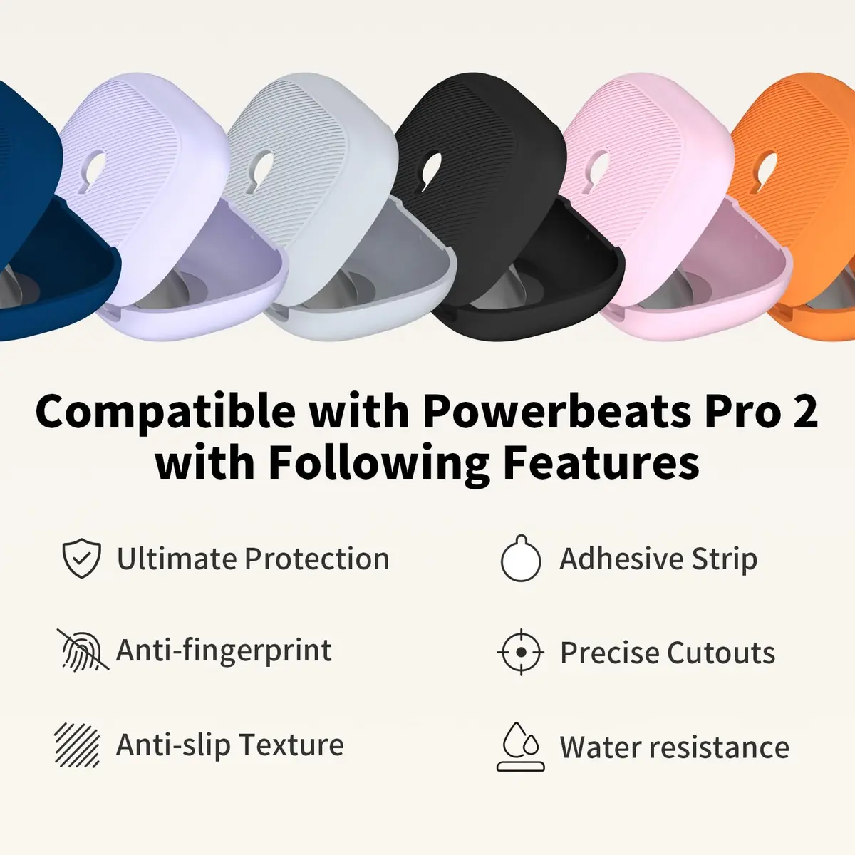 Nimuw Soft Silicone Case Cover for Beats Powerbeats Pro 2 | Orange, Shockproof & Water-Resistant - view 2