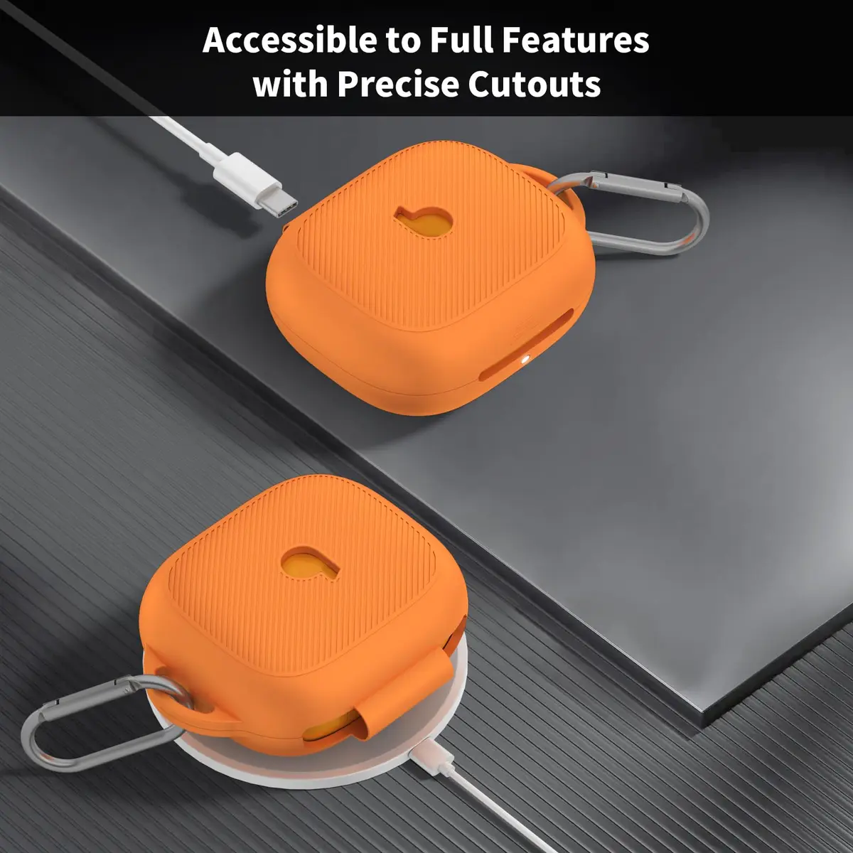 Nimuw Soft Silicone Case Cover for Beats Powerbeats Pro 2 | Orange, Shockproof & Water-Resistant - view 3