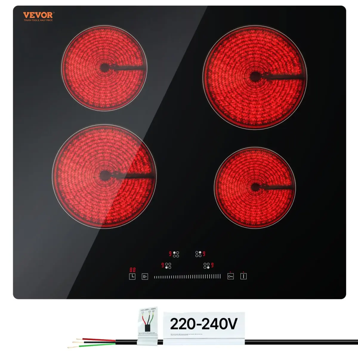 VEVOR LT4-77 Built-in Electric Ceramic Cooktop 6000W 24-inch | 220-240V Touch Control Radiant Stove Top - main product image