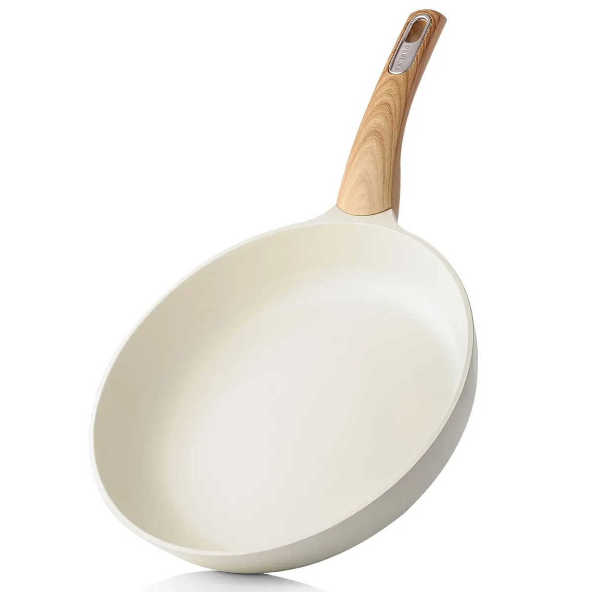 SENSARTE 8-inch Ceramic Nonstick Frying Pan Paella Pan, White | Induction Compatible Healthy Skillet - main product image