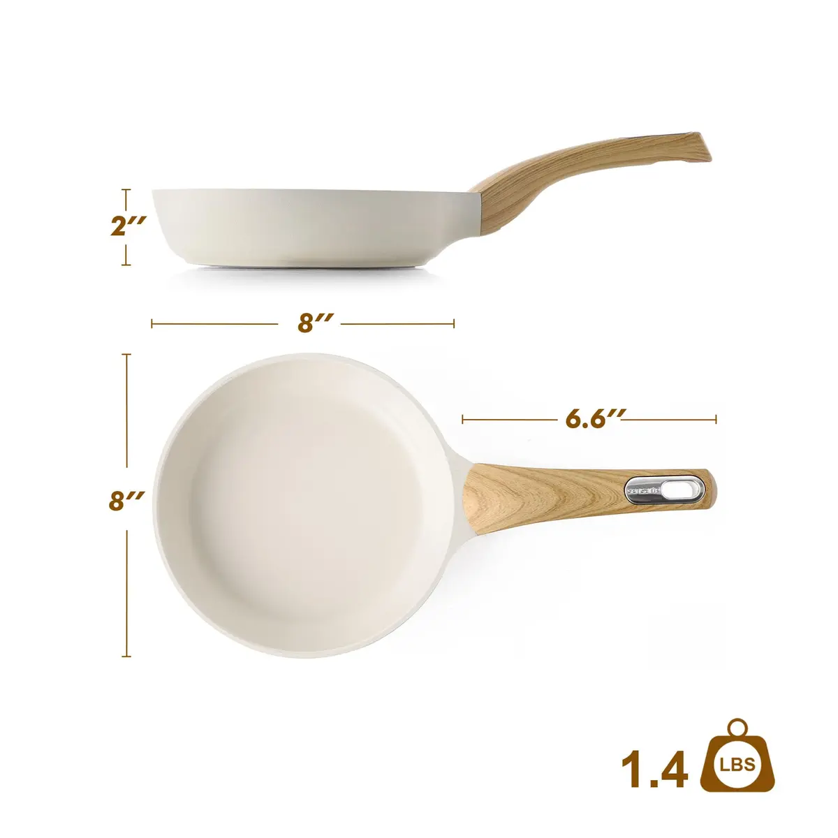SENSARTE 8-inch Ceramic Nonstick Frying Pan Paella Pan, White | Induction Compatible Healthy Skillet - view 7