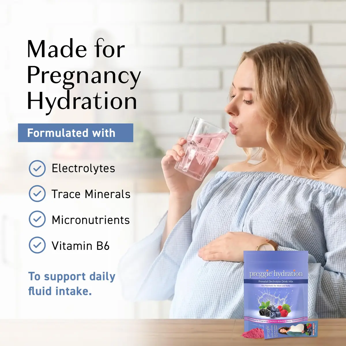 Three Lollies Preggie Hydration with Vitamin B6, Mixed Berry | Pregnancy Electrolyte Support (70-120 chars) - view 3