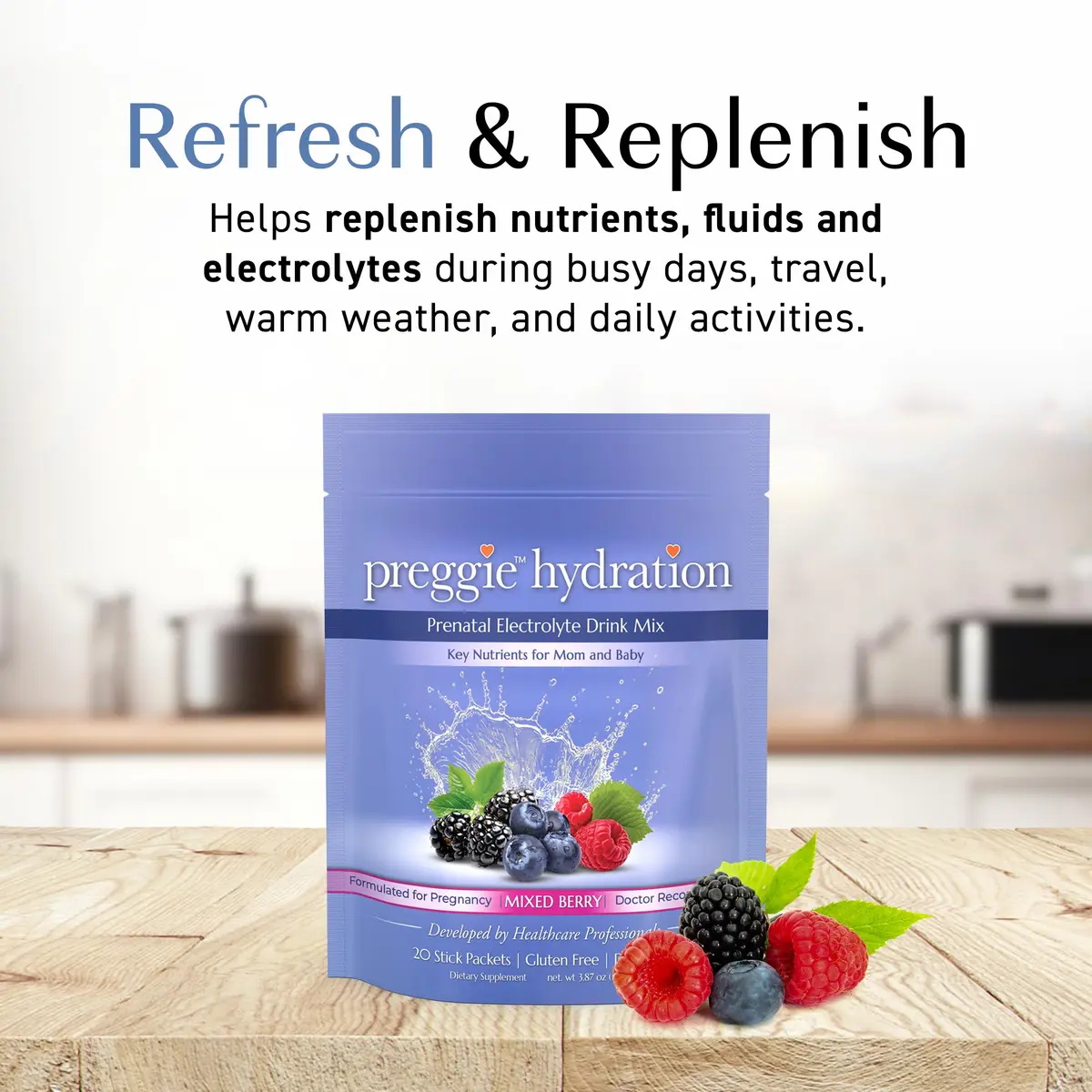 Three Lollies Preggie Hydration with Vitamin B6, Mixed Berry | Pregnancy Electrolyte Support (70-120 chars) - view 4